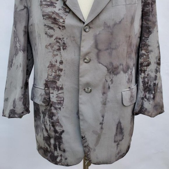 FENDI virgin wool gray grey black blue purple blazer jacket tie dyed unisex M L - Picture 4 of 8